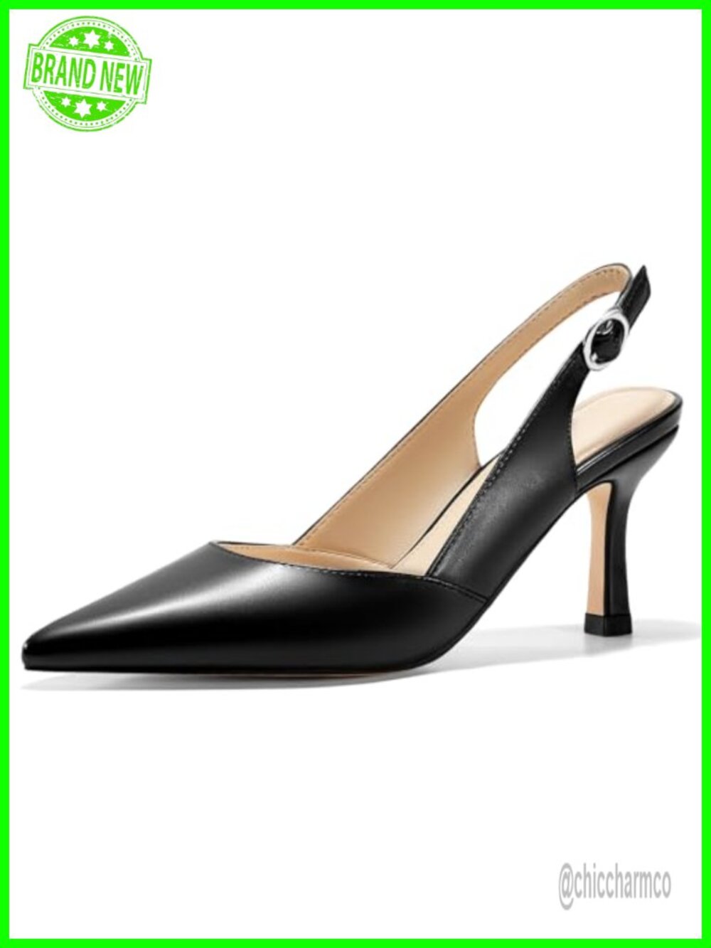 Women's Slingback Kitten Heels Closed Pointed Toe Backless Wedding Party Dress
